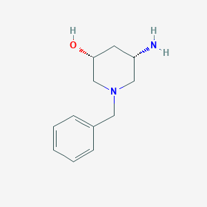 molecular formula C12H18N2O B8189586 (3R,5S)-5-amino-1-benzylpiperidin-3-ol 