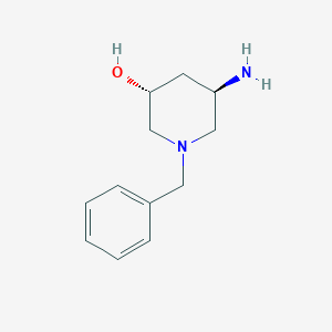 molecular formula C12H18N2O B8189588 (3R,5R)-5-Amino-1-benzyl-piperidin-3-ol 