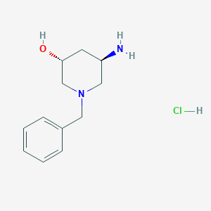 molecular formula C12H19ClN2O B8189593 (3R,5R)-5-Amino-1-benzyl-piperidin-3-ol hydrochloride 
