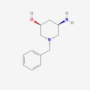 molecular formula C12H18N2O B8189600 (3S,5R)-5-Amino-1-benzyl-piperidin-3-ol 