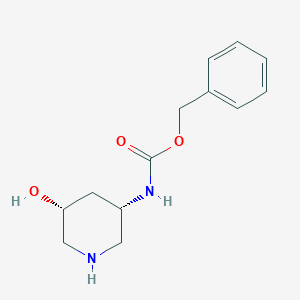 molecular formula C13H18N2O3 B8189607 cis-(5-Hydroxy-piperidin-3-yl)-carbamic acid benzyl ester 