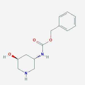 molecular formula C13H18N2O3 B8189613 trans-(5-Hydroxy-piperidin-3-yl)-carbamic acid benzyl ester 