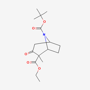 molecular formula C16H25NO5 B8189720 8-Boc-2-methyl-3-oxo-8-aza-bicyclo[3.2.1]octane-2-carboxylic acid ethyl ester 