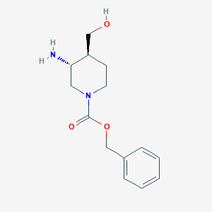 molecular formula C14H20N2O3 B8189809 trans-3-Amino-4-hydroxymethyl-piperidine-1-carboxylic acid benzyl ester 