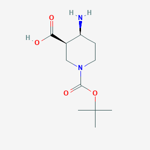 molecular formula C11H20N2O4 B8189881 cis-1-Boc-4-Amino-piperidine-3-carboxylic acid 