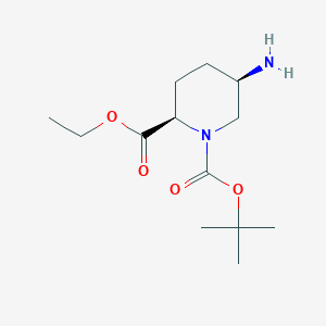 molecular formula C13H24N2O4 B8189903 cis-1-Boc-5-amino-piperidine-2-carboxylic acid ethyl ester 