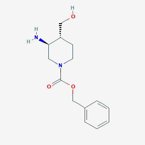 molecular formula C14H20N2O3 B8189982 (3S, 4R)-3-Amino-4-hydroxymethyl-piperidine-1-carboxylic acid benzyl ester 