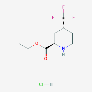 molecular formula C9H15ClF3NO2 B8190007 trans-4-Trifluoromethyl-piperidine-2-carboxylic acid ethyl ester hydrochloride 
