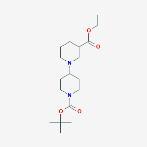 molecular formula C18H32N2O4 B8190038 [1,4']Bipiperidinyl-3,1'-dicarboxylic acid 1'-tert-butyl ester 3-ethyl ester 