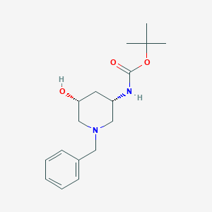 molecular formula C17H26N2O3 B8190088 (3S,5R)-(1-Benzyl-5-hydroxy-piperidin-3-yl)-carbamic acid tert-butyl ester 