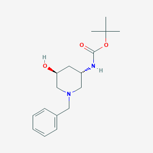 molecular formula C17H26N2O3 B8190110 (3S,5S)-(1-Benzyl-5-hydroxy-piperidin-3-yl)-carbamic acid tert-butyl ester 