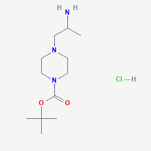 molecular formula C12H26ClN3O2 B8190135 4-(2-Amino-propyl)-piperazine-1-carboxylic acid tert-butyl ester hydrochloride 