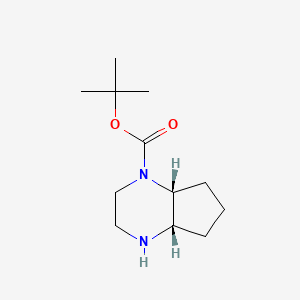 molecular formula C12H22N2O2 B8190162 (4aR,7aS)-rel-Octahydro-cyclopentapyrazine-1-carboxylic acid tert-butyl ester 