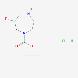 molecular formula C10H20ClFN2O2 B8190170 6-Fluoro-[1,4]diazepane-1-carboxylic acid tert-butyl ester hydrochloride 