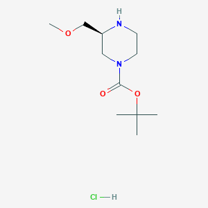 molecular formula C11H23ClN2O3 B8190190 (S)-3-Methoxymethyl-piperazine-1-carboxylic acid tert-butyl ester hydrochloride 