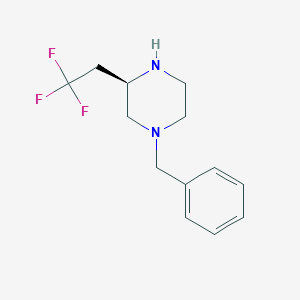 molecular formula C13H17F3N2 B8190327 (3R)-1-benzyl-3-(2,2,2-trifluoroethyl)piperazine 