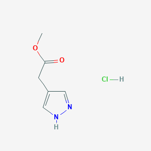 molecular formula C6H9ClN2O2 B8190423 Methyl 2-(1H-pyrazol-4-yl)acetate hydrochloride 