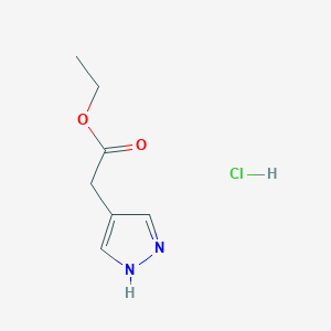 molecular formula C7H11ClN2O2 B8190426 (1H-Pyrazol-4-yl)-acetic acid ethyl ester hydrochloride 