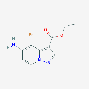 molecular formula C10H10BrN3O2 B8190440 5-Amino-4-bromo-pyrazolo[1,5-a]pyridine-3-carboxylic acid ethyl ester 