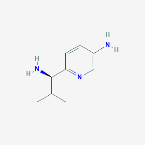 molecular formula C9H15N3 B8190526 (R)-6-(1-Amino-2-methyl-propyl)-pyridin-3-ylamine 