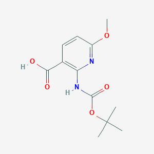 molecular formula C12H16N2O5 B8190557 2-((tert-Butoxycarbonyl)amino)-6-methoxynicotinic acid CAS No. 1373223-33-6