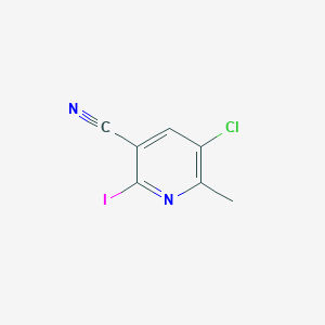 molecular formula C7H4ClIN2 B8190593 5-Chloro-2-iodo-6-methyl-nicotinonitrile 