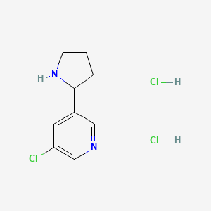 molecular formula C9H13Cl3N2 B8190619 3-Chloro-5-(pyrrolidin-2-yl)pyridine dihydrochloride 