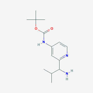 molecular formula C14H23N3O2 B8190656 [2-(1-Amino-2-methyl-propyl)-pyridin-4-yl]-carbamic acid tert-butyl ester 