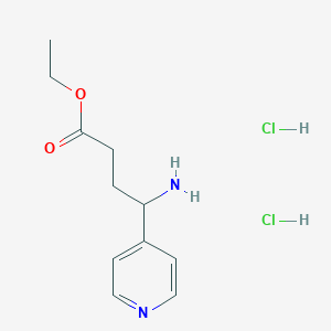 molecular formula C11H18Cl2N2O2 B8190785 4-Amino-4-pyridin-4-yl-butyric acid ethyl ester hydrochloride 