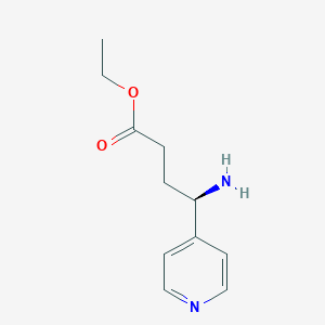 molecular formula C11H16N2O2 B8190791 (R)-4-Amino-4-pyridin-4-yl-butyric acid ethyl ester 
