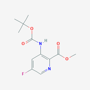 molecular formula C12H15FN2O4 B8190889 3-tert-Butoxycarbonylamino-5-fluoro-pyridine-2-carboxylic acid methyl ester 
