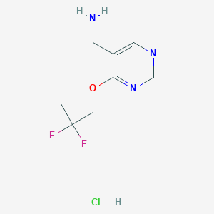 molecular formula C8H12ClF2N3O B8191017 C-[4-(2,2-Difluoro-propoxy)-pyrimidin-5-yl]-methylamine hydrochloride 