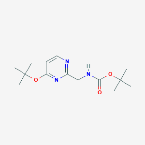 molecular formula C14H23N3O3 B8191029 (4-tert-Butoxy-pyrimidin-2-ylmethyl)-carbamic acid tert-butyl ester 