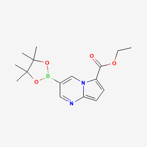 molecular formula C16H21BN2O4 B8191054 3-(4,4,5,5-Tetramethyl-[1,3,2]dioxaborolan-2-yl)-pyrrolo[1,2-a]pyrimidine-6-carboxylic acid ethyl ester 