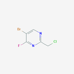molecular formula C5H3BrClFN2 B8191193 5-Bromo-2-chloromethyl-4-fluoro-pyrimidine 