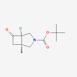 molecular formula C12H19NO3 B8191233 cis-1-Methyl-6-oxo-3-aza-bicyclo[3.2.0]heptane-3-carboxylic acid tert-butyl ester 