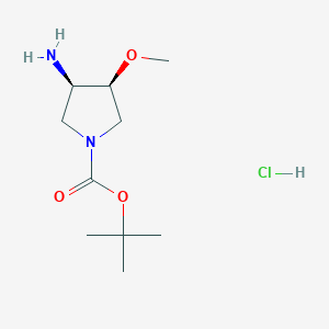 molecular formula C10H21ClN2O3 B8191261 cis-3-Amino-4-methoxy-pyrrolidine-1-carboxylic acid tert-butyl ester hydrochloride 