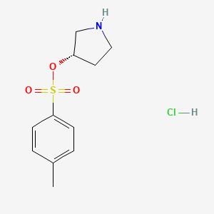 molecular formula C11H16ClNO3S B8191277 (S)-Toluene-4-sulfonic acid pyrrolidin-3-yl ester hydrochloride 