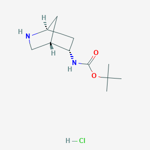 molecular formula C11H21ClN2O2 B8191335 tert-Butyl ((1S,4S,5S)-2-azabicyclo[2.2.1]heptan-5-yl)carbamate hydrochloride 