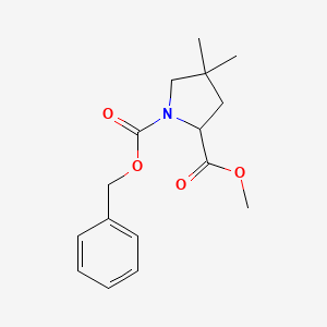 molecular formula C16H21NO4 B8191368 1-Cbz-4,4-dimethyl-pyrrolidine-2-carboxylic acid methyl ester 