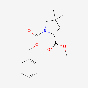 molecular formula C16H21NO4 B8191370 1-Benzyl 2-methyl (R)-4,4-dimethylpyrrolidine-1,2-dicarboxylate CAS No. 2097073-18-0