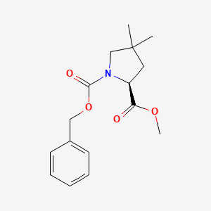 molecular formula C16H21NO4 B8191374 (S)-1-Cbz-4,4-dimethyl-pyrrolidine-2-carboxylic acid methyl ester 
