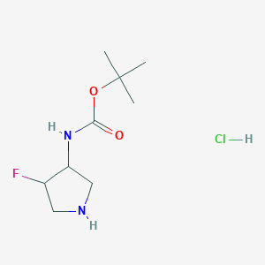molecular formula C9H18ClFN2O2 B8191396 tert-Butyl (4-fluoropyrrolidin-3-yl)carbamate hydrochloride 