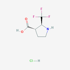 molecular formula C6H9ClF3NO2 B8191423 trans-2-Trifluoromethyl-pyrrolidine-3-carboxylic acid hydrochloride 