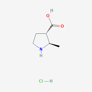 molecular formula C6H12ClNO2 B8191450 trans-2-Methyl-pyrrolidine-3-carboxylic acid hydrochloride 