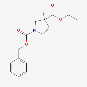 molecular formula C16H21NO4 B8191475 3-Methyl-pyrrolidine-1,3-dicarboxylic acid 1-benzyl ester 3-ethyl ester 