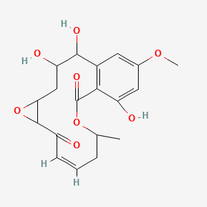 molecular formula C19H22O8 B8191531 (1AR,3S,4S,9S,15bR)-3,4,12-trihydroxy-14-methoxy-9-methyl-3,4,8,9-tetrahydro-1aH-benzo[c]oxireno[2,3-e][1]oxacyclotetradecine-5,11(2H,15bH)-dione 