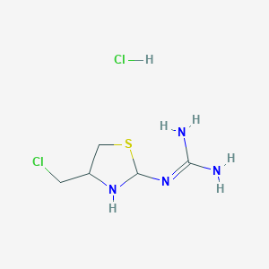 molecular formula C5H12Cl2N4S B8191557 2-[4-(Chloromethyl)-1,3-thiazolidin-2-yl]guanidine;hydrochloride 
