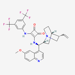 molecular formula C32H28F6N4O3 B8191589 3-[3,5-bis(trifluoromethyl)anilino]-4-[[(R)-[(2R,4S,5S)-5-ethenyl-1-azabicyclo[2.2.2]octan-2-yl]-(6-methoxyquinolin-4-yl)methyl]amino]cyclobut-3-ene-1,2-dione 