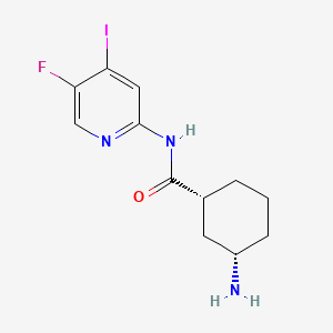 molecular formula C12H15FIN3O B8191671 (1R,3S)-3-Amino-N-(5-fluoro-4-iodopyridin-2-yl)cyclohexane-1-carboxamide 